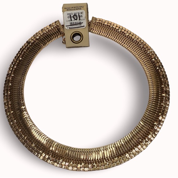 ANTHROPOLOGIE - 14K Gold Plated Wide Pavé Snake Chain Necklace - Picture 4 of 8